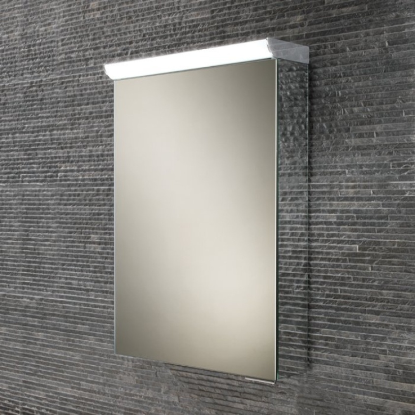 Close up product image of the HIB Flux LED Mirror Cabinet